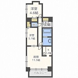 ビッグパレス南4条B棟 2LDKの間取図画像