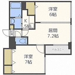KDXレジデンス南三条 2LDKの間取図画像