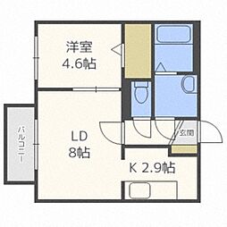 キングハウス環状通東 1LDKの間取図画像