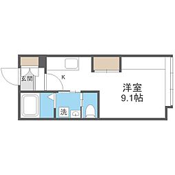 ロワブリック 1Kの間取図画像