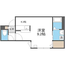 オハナS6W10 1Kの間取図画像