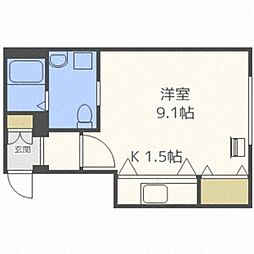 プレステージ札幌 1Kの間取図画像