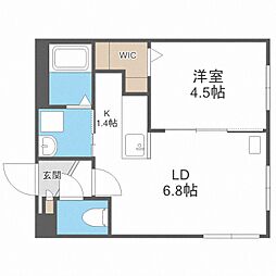 ブルーオーシャンS14W6 1LDKの間取図画像