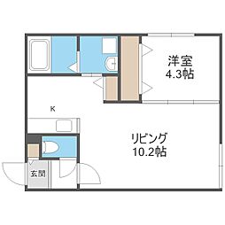 札幌市中央区南十二条西14丁目アパート 1LDKの間取図画像