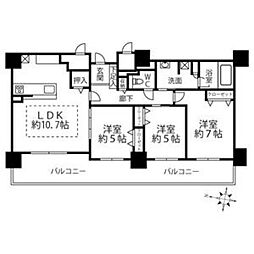 クリオ円山鳥居前 3LDKの間取図画像