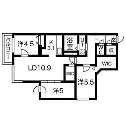 ヴォーネン山鼻ウェスト 3LDKの間取図画像