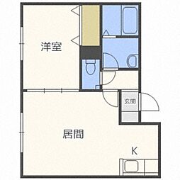 ジュピター白石中央2 1LDKの間取図画像