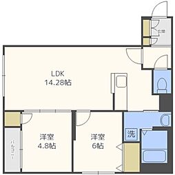 アルファ山の手南 2LDKの間取図画像
