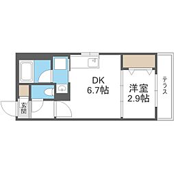 S-RESIDENCE北大前 1DKの間取図画像