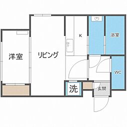 フェリオ豊平 1LDKの間取図画像