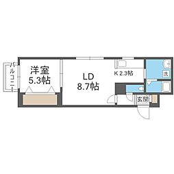 レスティアーナ豊平公園 1LDKの間取図画像