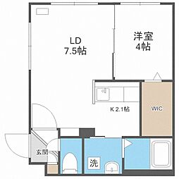 ウインドヒルズ豊平公園 1LDKの間取図画像