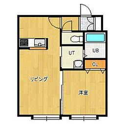 レユシール七番館 1LDKの間取図画像