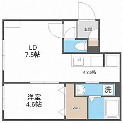 ウイングフィールド 1LDKの間取図画像