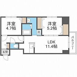 ブランシャールALAIN北18条 2LDKの間取図画像