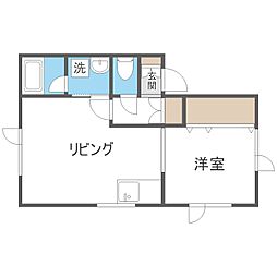 ポプラハイツ 1LDKの間取図画像
