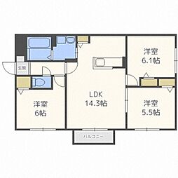システムコート新札幌 3LDKの間取図画像
