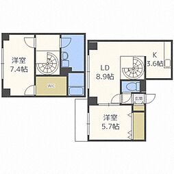 シャイニングドリーム八軒 2LDKの間取図画像