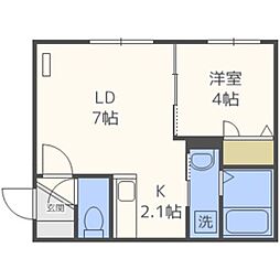 ルビーノ札幌 1LDKの間取図画像