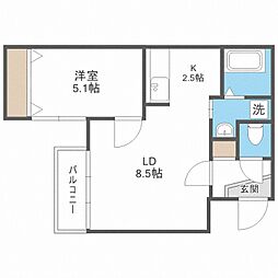 フロレゾン学園前 1LDKの間取図画像