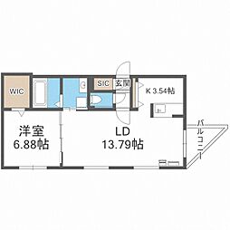 シャトーライフ中島公園1 1LDKの間取図画像