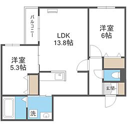 NOVEL南8条 2LDKの間取図画像