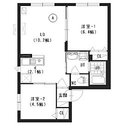 エクセレントハウス宮の沢 2LDKの間取図画像