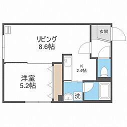 ヌーン豊平公園 1LDKの間取図画像