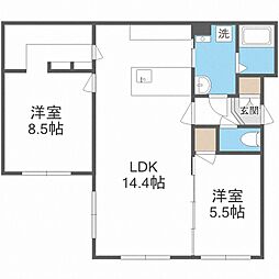 RESIDENCESAPPOROKOULU 2LDKの間取図画像