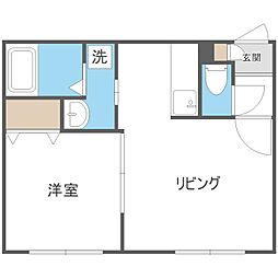 札幌市白石区本通13丁目南マンション 1DKの間取図画像