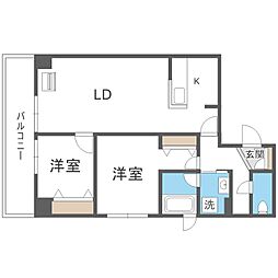 TEADA北4条 2LDKの間取図画像