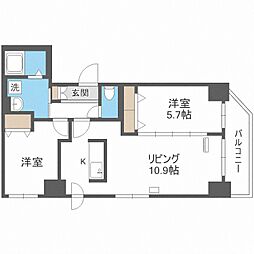 ヒルズガーデン東札幌 2LDKの間取図画像