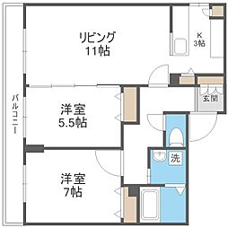 ラディア山鼻 2LDKの間取図画像