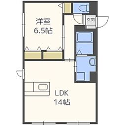 221円山テラス 1LDKの間取図画像