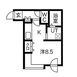 ルチェ・ソラーレ麻生 1Kの間取図画像