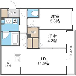 S-RESIDENCE北大前 2LDKの間取図画像
