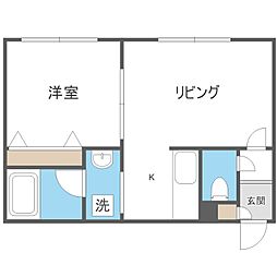 リーフコート24軒 1LDKの間取図画像