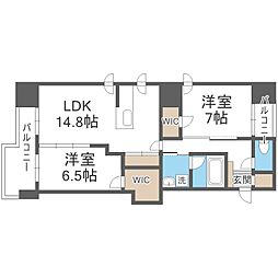 マストライフ南4条 2LDKの間取図画像