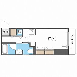 シティーコート北1条 1Kの間取図画像