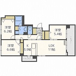 ヴァンヴェール円山 3LDKの間取図画像