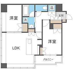 ラフィネタワー札幌南3条 2LDKの間取図画像
