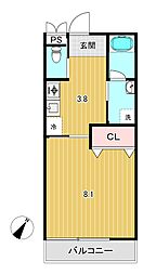 初石新築アパート 1Kの間取図画像