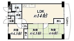 深草西浦住宅 3LDKの間取図画像