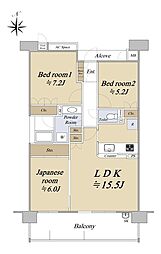 ジオ・ウェリス西宮北口 3LDKの間取図画像