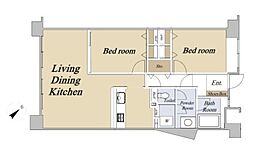 芦屋ハイツ翠ケ丘 2LDKの間取図画像