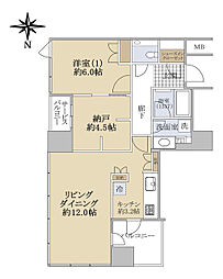 堂島ザ・レジデンスマークタワー 1SLDKの間取図画像