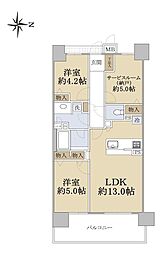 ラフィネス西宮北口ノースコート 2SLDKの間取図画像