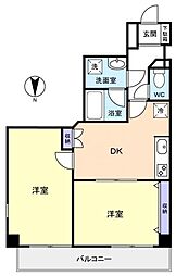 アロー芝山 2階2DKの間取り