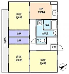 ビレッジハウス古和釜4 3DKの間取図画像