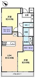 イデア緑が丘A棟 2LDKの間取図画像
